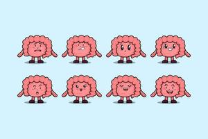 Set kawaii Intestine cartoon with expressions vector