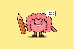 Intestine cute cartoon clever student with pencil vector