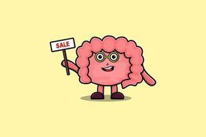 Cute cartoon Intestine holding sale sign designs vector