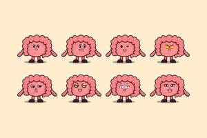 Set kawaii Intestine cartoon with expressions vector