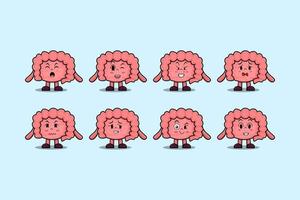 Set kawaii Intestine cartoon with expressions vector