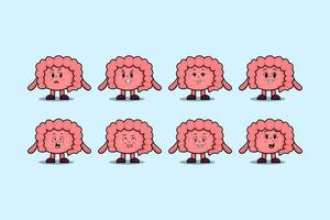 Set kawaii Intestine cartoon with expressions vector