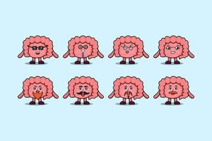 Set kawaii Intestine cartoon with expressions vector