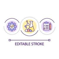 Biochemistry loop concept icon. Drugs development process. Healthcare. Research report abstract idea thin line illustration. Isolated outline drawing. Editable stroke. vector