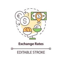 Exchange rates concept icon. Foreign currency exchange. Dollar value. Inflation cause abstract idea thin line illustration. Isolated outline drawing. Editable stroke. vector