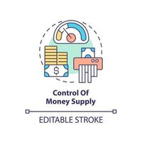 Control of money supply concept icon. Total amount of cash. Controlling inflation abstract idea thin line illustration. Isolated outline drawing. Editable stroke. vector