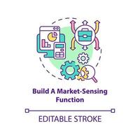 Build market sensing function concept icon. Dealing with inflation in business abstract idea thin line illustration. Isolated outline drawing. Editable stroke. vector