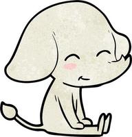 Retro grunge texture cartoon cute elephant vector
