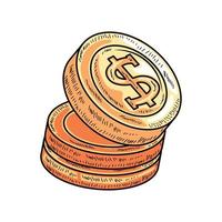 icono de monedas de dinero aislado vector