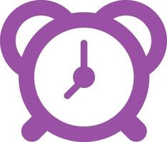 Purple alarm clock, icon illustration, vector on white background