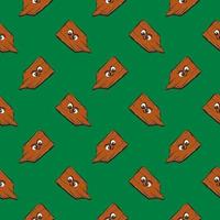 Wood with a face,seamless pattern on green background. vector