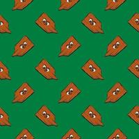 Wood with a face,seamless pattern on green background. vector