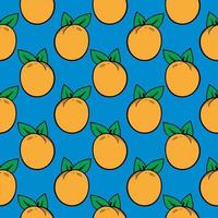 Fresh apricot,seamless pattern on blue background. vector