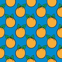 Fresh apricot,seamless pattern on blue background. vector