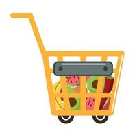 grocery food in cart vector