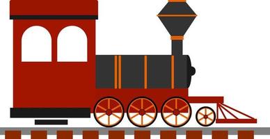 Locomotora vieja roja, ilustración, vector sobre fondo blanco.