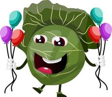 Cabbage with balloons, illustration, vector on white background.