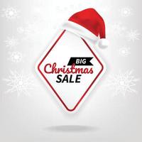 christmas sale price tag with santa hat template white background vector