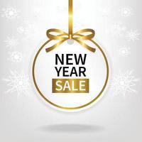 new year sale price tag template snowflake background design vector