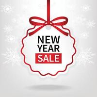 new year sale price tag red ribbon template design vector