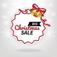 christmas sale price tag and christmas bells template white background vector