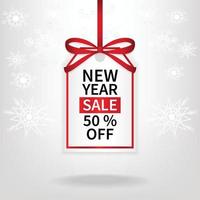 new year sale price tag red ribbon template vector design