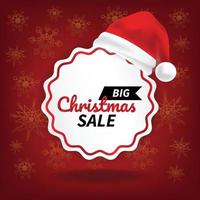 christmas sale circle price tag with santa hat template vector