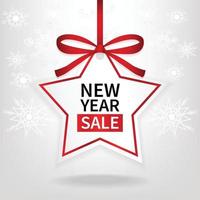 new year sale price tag red ribbon template vector