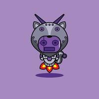 vector illustration of cartoon character mascot costume animal rocket cute robot skunk