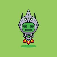 vector illustration of cartoon character mascot costume animal rocket cute robot chameleon