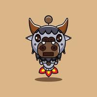 vector illustration of cartoon character mascot costume animal rocket cute robot buffalo