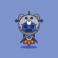 vector illustration of cartoon character mascot costume animal rocket cute robot bear