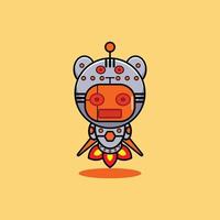 ilustración vectorial del personaje de dibujos animados mascota disfraz animal cohete lindo robot tigre vector