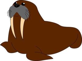 Brown big walrus, illustration, vector on white background.