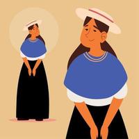 mujer boliviana en traje tradicional vector