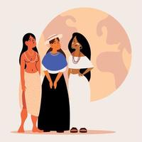 mujeres de diferentes comunidades étnicas vector