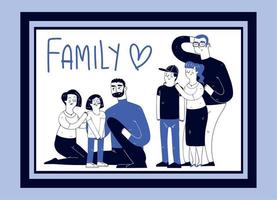 family portrait, line art vector
