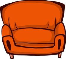 Orange armchair , illustration, vector on white background