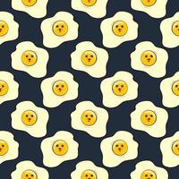 Fried eggs,seamless pattern on grey background. vector