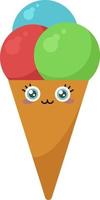 Cone ice cream, illustration, vector on white background