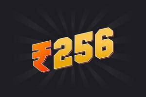 Imagen de moneda vectorial de 256 rupias indias. Ilustración de vector de texto en negrita de símbolo de 256 rupias