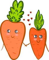 A carrots holding hands together, vector or color illustration.