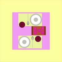 Table with food, illustration, vector on white background.