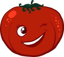 Winking tomato , illustration, vector on white background