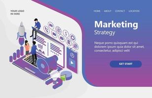 Illustration of digital marketing strategy Suitable for landing page, flyers, Infographics, And Other Graphic Related Assets-vector vector