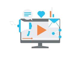 ilustración de marketing digital con transmisión de video y uso compartido de tutoriales adecuado para la página de inicio, volantes, infografías y otros activos relacionados con gráficos-vector vector