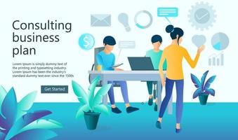 Illustration of business presentation with client and team Suitable for landing page, flyers, Infographics, And Other Graphic Related Assets-vector vector