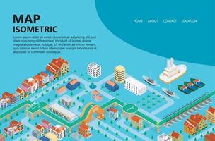 ilustración del mapa de curacao con edificios típicos de curacao adecuados para la página de inicio, volantes, infografías y otros activos gráficos relacionados con el vector