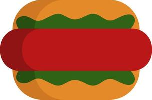 Hot dog with salad, illustration, vector, on a white background. vector