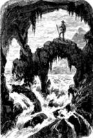 ilustración vintage de la erosión de la costa de mendocino vector